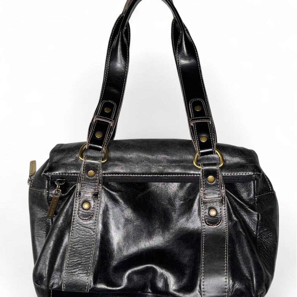 Y2K Vintage Kenneth Cole Reaction Black Leather Shoulder Bag